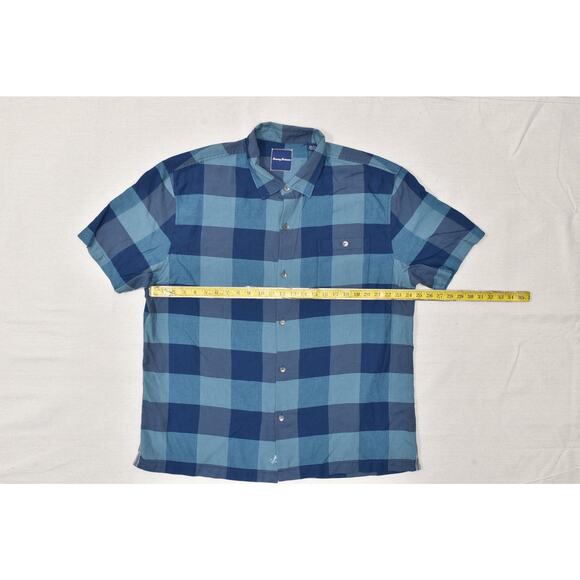 Tommy Bahama Men's Big & Tall 100% Silk Blue Plaid Button Down Shirt Size XXL - Picture 2 of 8